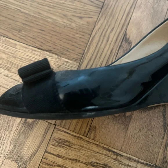 Salvatore Ferragamo Black Flats with Gold Accent - Picture 5 of 6